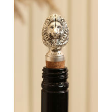 SABERA Lion Head Bottle Stopper In Silver Finish
