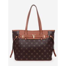Yelloe Printed Tote Bag Brown Tan