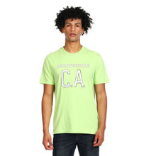Aeropostale Men Light Green Cotton Brand Print T-Shirt