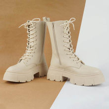London Rag Beige Combat Chunky Boots