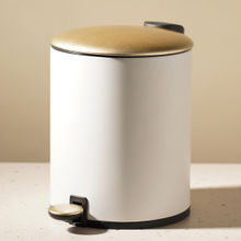 Pure Home + Living White Iron Pedal Circular Waste Bin With Lid
