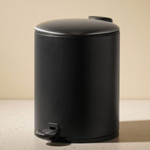 Pure Home + Living Black Iron Pedal Circular Waste Bin With Lid