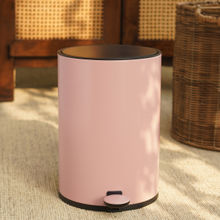 Pure Home + Living Pink Iron Pedal Round Dustbin with Black Lid