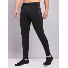 Technosport Men Black Solid Slim Fit Sports Trackpant