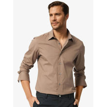 Rare Rabbit Neutrons Brown Plain Regular Fit Shirt