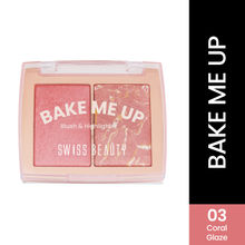 Swiss Beauty Bake Me Up Blush & Highlighter , 2-In-1 Baked Formula, Long-Lasting