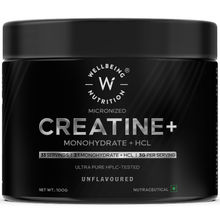 Wellbeing Nutrition Creatine Monohydrate + HCL, Enhanced Muscle Strength, Recovery, UnFlavoured