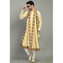 ONE MAN SHOW Men Solid Yellow Kurta & Pant with Dupatta (Set of 3)