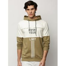 SHOWOFF Men Hooded Colorblocked Khaki Sweatshirt