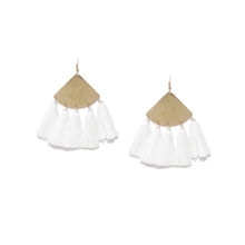 Blueberry Gold Toned And White Tassel Drop Earrings