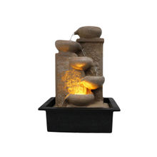 eCraftIndia White Designer 5 Step Polyresin Water Fountain With Led Lights