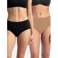 Jockey SW05 Women Cotton Elastane Period Panty - Black and Desert Taupe (Pack of 2)