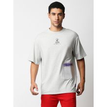 WAIMEA Mens Grey Melange Drop Shoulder Boxy Fit T-shirt