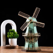 Gibox Castilla Retro Windmill Coin Bank Green Home Decor Luxurious Item