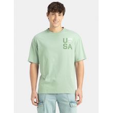 Jockey US81 Men Super Combed Cotton Printed Oversized T-Shirt - Iceberg Green USA