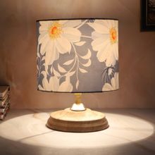 Tu Casa Blue Mangowood Circular Table Lamp For Home Decoration