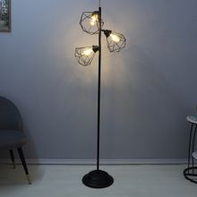 Tu Casa Black Iron Base Foldable Floor Lamp With White & Glass Shade For Bedroom