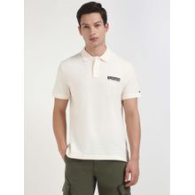 Tommy Hilfiger Mens Off White Solid Polo T-Shirt