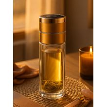 YELONA Gold 400Ml Double-Wall Glass Infuser Bottle