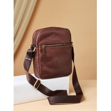 Fabindia Men Brown Leather Sling Bag