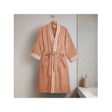 SPACES Brown Airsoft Cotton 300 Gsm Dobby Plain Bath Robe