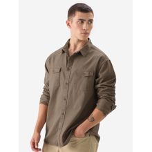 The Souled Store Solid Brown Men Utility Shirt