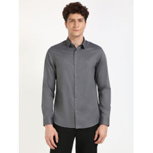 Calvin Klein Solid Slim-Fit Satin Woven Shirt - Grey