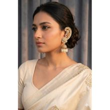 ISHKAARA Women White Kundan Pearl Jhumka Earrings
