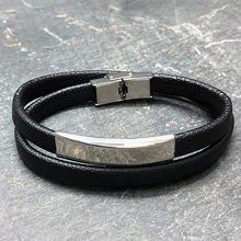 UNKNOWN by Ayesha Rugged Black Leather Link Bracelet For Men