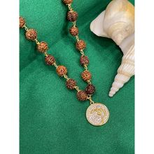 Digital Dress Room Om Ad Round Mens Rudraksha Gold Chain Necklace