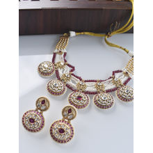 Peach Tassels Golden Necklace Set | Bridal Necklace Set