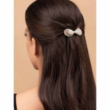 Vogue Panash White Gold-Plated Cz-Stone Studded French Barrette