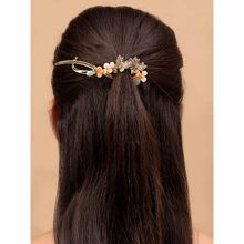 Vogue Panash Multi-Color Gold-Plated Cz-Stone Studded Claw Clip