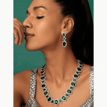 PRIHAN LUXURY Green Emerald Stones Jewellery Set