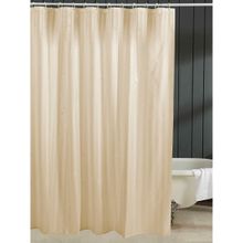 OBSESSIONS Polyester Waterproof Striped Shower Curtain with 12 Hooks, Ivory