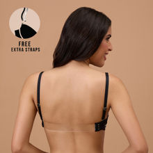 Nykd by Nykaa Multiway Luxe Transparent Back 3/4th Coverage Padded Non Wired T-Shirt Bra-NYB373-Black