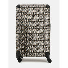 Guess Brown Monogram Polyurethane Stark 18 In 8 Wheeler Trolley Bag