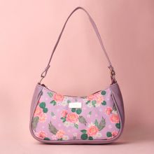 Strokes by Namrata Mehta Peonies and Plumeria Lilac Baguette Bag