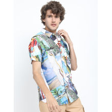 LOCOMOTIVE Mens Multi-Color Printed Casual Slim Fit Shirt