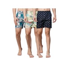 Urban Scottish Mens Multi-coloured 100% Cotton Printed Regular Boxers (Pack of 3)