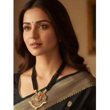 Accessher Gold-Plated Black Multilayer Temple Mahalakshmi Pendant Choker Necklace Set