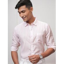 LOCOMOTIVE Men Pink Stripes Regular Fit Formal Shirt