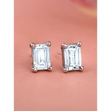 Soleil 92.5 Sterling Silver 6.0Mm Emerald Cut Solitaire Studs Earring