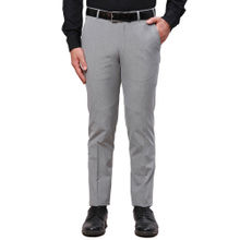 Park Avenue Super Slim Fit Self Design Dark Grey Formal Trouser