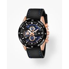 Sylvi Multi-Functional Leather Strap Analog Watch For Men-Blue Dial (556-Black-leather)