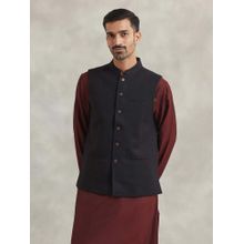 Fabindia Black Wool Nehru Jacket