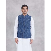 Fabindia Indigo Cotton Dabu Printed Nehru Jacket