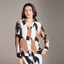 Twenty Dresses by Nykaa Fashion Multicolor Abstract Print V Neck Collared Shirt