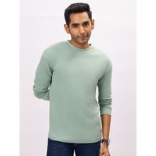 Bombay High Sage Green Oversized Fit Solid Long Sleeve T-Shirt For Men