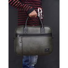 The Clownfish Faux Leather 15.6 Inch Laptop Messenger Bag with Detachable Belt